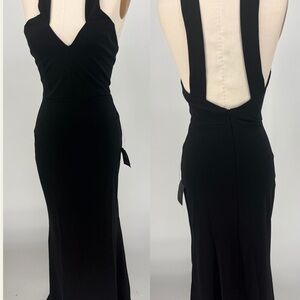 Black Women's V-Back Evening Dress